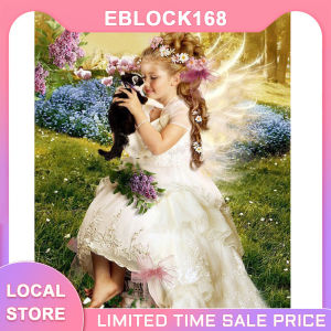 5D DIY Round Drill Diamond Painting Girl Cat Cross Stitch Embroidery Mosaic