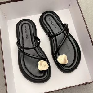 [Free Shipping] Unique Toe-Loop Flat Sandals for Women New Summer Casual Sandals for Outdoor Wear