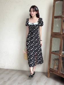 Dazzlin ชุดเดรสสไตล์วันหยุด 2024 ชุดเดรสผ้าชีฟองลายดอกเดซี่สไตล์ฝรั่งเศสแบบใหม่ในฤดูร้อน