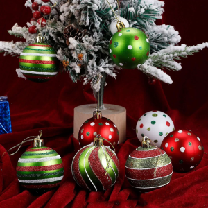 12-Piece Christmas Ornament Set - Shatterproof Plastic Ball Decorations Includes Assorted Sizes & Colors for Tree Decor Holiday Party & Gift Wrapping