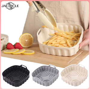 JACIRCLE Durable Square Silicone Air Fryer Liners Multi-color Food-grade Oven Tray Non-stick Air Fryer Pot Baking Tray