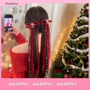 Heabety Sweet Red Snowflake Bowknot Hair Clip For Women Girls Ballet Style Versatile Side Clip Hair Accessories New Year Gifts