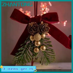ZHANTONG Bướm Knot Pinecone chuông treo trang trí tường cửa xe Xmas cây Mặt dây chuyền trang trí nhà Cây giáng sinh trang trí năm mới