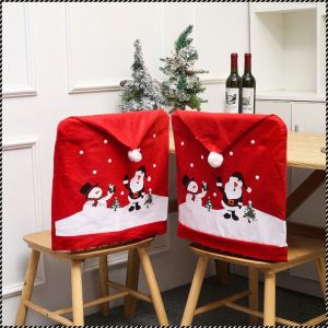 ตกแต่งคริสต์มาส ซานตาคลอส ฝาครอบตกแต่ง ผ้ากํามะหยี่คุณภาพสูง ตุ๊กตาหิมะ กํามะหยี่ปะการัง บรรยากาศวันหยุด