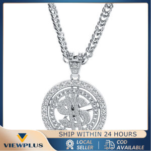 Kalung Necklace Gold Rantai Lapis Emas US Dollar Hip Hop Rhinestone Rapper Off White