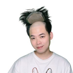 Full delivery needle 100% Human Hair Man Toupee Natural Looking Straight  Wig Remy Human Natural Hair Men Toupee Invisible Knots