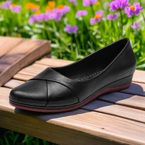 รองเท้าส้นสูงทรง Pump หนังพียูสีดำ สำหรับผู้หญิง 3181#