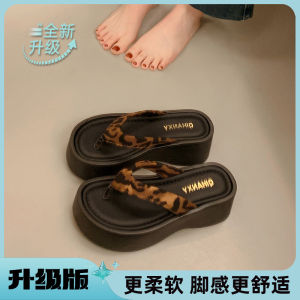 Free Shipping 6CM Height-Increasing Thick-Soled Toe-Clamp Flip-Flops For Women New Summer Outdoor Vacation Beach Roman Sandals