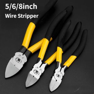 LITUILI Spring Loaded Diagonal Pliers Fast Cutting 5/6/8inch Electrical Wire Cable Cutters Cutting Side Snips Flush Pliers Professional Water Mouth Cutting Pliers For Peeling Stripping