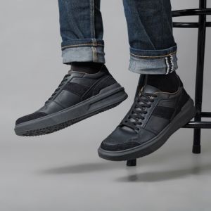 Otiv Doha Black - Sepatu Sneakers Kulit Casual Ngampus Santai Pria