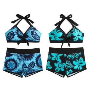 ชุดว่ายน้ำ2ชิ้นสำหรับผู้หญิงชุดว่ายน้ำชุดขนาดใหญ่ชุดว่ายน้ำชุดว่ายน้ำเอวสูงชุดว่ายน้ำพิมพ์ลายดอกไม้