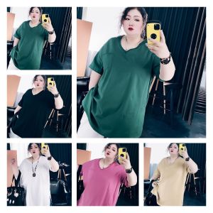 Size 4xl 150kg Womens Plus Size T Shirt Summer Casual Short Sleeve Tshirt Large Size Vneck Tops For Women Baju Perempuan Homewear Top 120kg 100kg