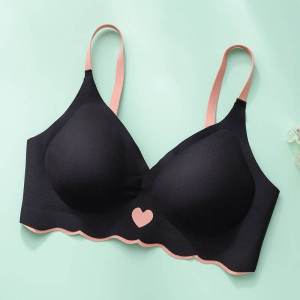 2Pcs 100% Original Sweet Heart Seamless Bra Women Thin Cup Soft Support Push Up Bra Small Chest Gathered Non-wired Comfort Bra Lingerie