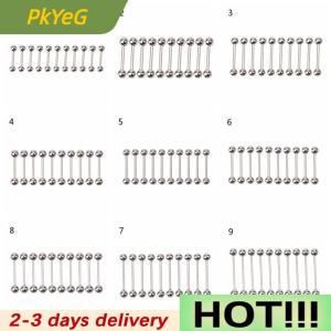 PkYeG 10PCS Stainless steel Ball Tongue Navel Nipple Barbell Rings Bars Body Piercing