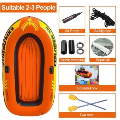 Heavy-Duty Inflatable Boat 3–5 Person Thick Rubber Fishing Raft Outdoor Kayak Canoe for Water Recreation Camping & Family Activities