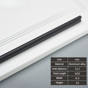 WH 500/600/800/1000mm Aluminium Alloy Extended Solid Black And Gold Cabinet Wardrobe Drawer Handle Nordic Minimalist Long Handle