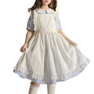 Eye Catching Maid Apron Dress Showcasing Beautiful Lace Trims Decors Suitable For Theme Parties Or Everyday Fashion