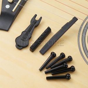 INS ชุดพลาสติก กีต้าร์โปร่ง นัทบน หย่องล่าง หมุดพิน สีขาว Guitar accessories