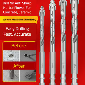 ⚡【4-Blade Serrated Cutting Head】Durable Carbide Drill Bit For Ceramic & Hard Tiles Wear-Resistant Eccentric Grinding Tool Head With Quadruple Serration