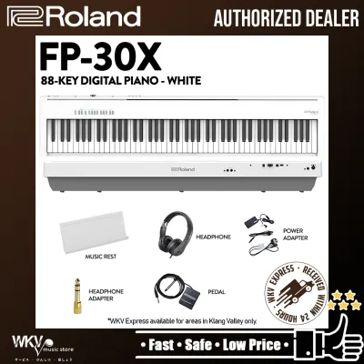 Roland FP-30X 88 Key Digital Piano Portable Package Electric Weighted Keyboard - White (FP30X FP30 X FP 30X)