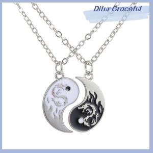Ditur Fashion Dragon Figure Yin Yang Adjustable Bracelet Tai Chi Couple Necklace For Boyfriend Girlfriend Valentines Day Jewelry Gift