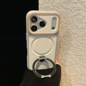 Original Wireless Charging Dual Colors Armor Case For iPhone 17 Air 16 15 14 13 12 11 Pro Max Plus Magne Metal Stand Covers