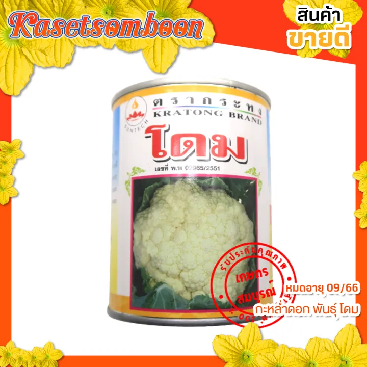 เมล็ดกะหล่ำดอก พันธุ์โดม ตรากระทง ดอกใหญ่ขาว ไม่มีขน