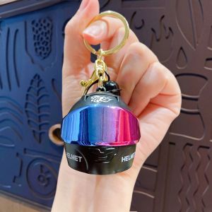 PHYSILOLOGY UNINHABITED86ED8 Realistic Light-up Helmet Keychain Cool Lightweight Mini Night Light Pendant Creative Versatile Helmet Bag Charm Key/Backpack Decor
