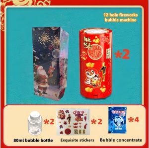 Fireworks Bubble Machine Xmas Decor 12 Holes Electric Bubble Machine for Party Christmas Gift 2026 New Year