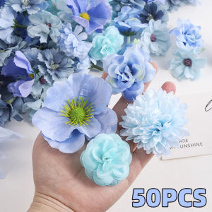 50PCS Flowers Multicolor Small Silk Daisy Flower Heads for Craft Garland Wedding Party DIY Home Decoration