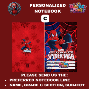 SPIDERMAN NOTEBOOK DESIGN CUSTOMIZED PERSONALIZED WRITING COMPOSITION WIRE SPRING STAPLED LAMINATED NOTEBOOK SPIDERMAN DESIGN NOTEBOOK