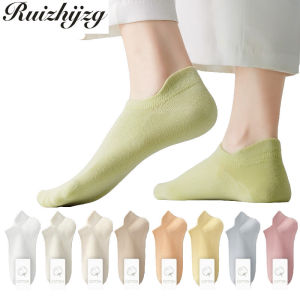 Ruizhijzg Hàng sẵn có Phụ Nữ Cotton Vớ mắt cá chân giấu giày Mềm Mại Đầy Màu Sắc Cotton Phụ Nữ vớ ngắn