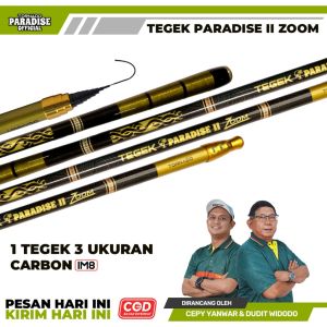 Tornado Tegek Paradise II Zoom Carbon IM8 | Pancing 3 Ukuran | Handle Anti Slip