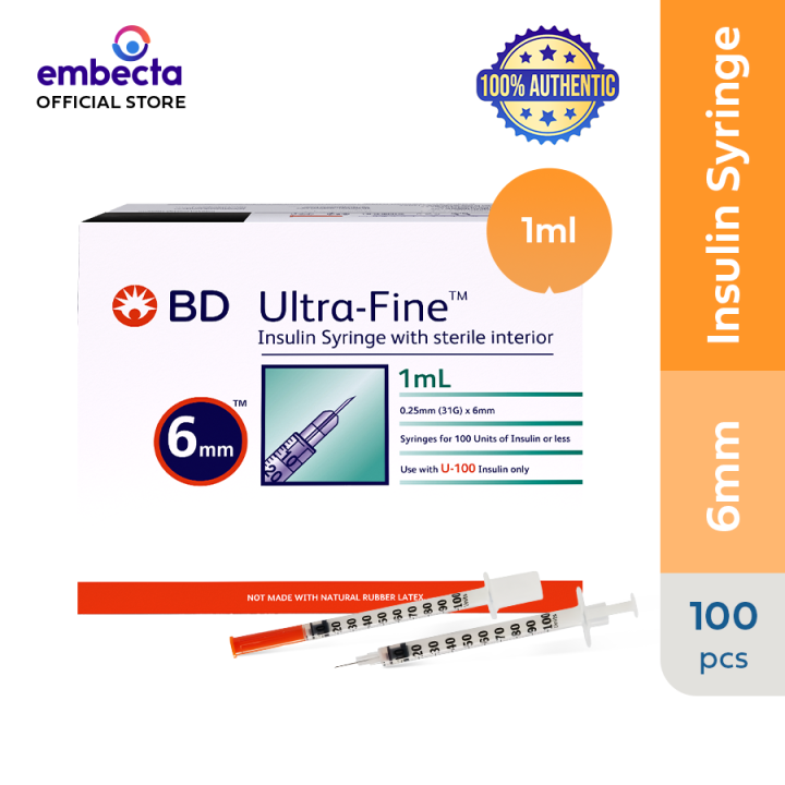 BD Ultra Fine 6mm Insulin Syringe 1ml 31GA (Box of 100's)