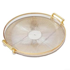 Serving Tray with Comfortable Handle Round Plate for Displaying Perfumes Flowers or Party Drinks Home Decoration