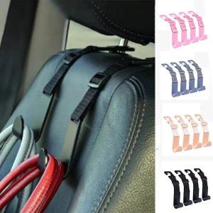 CHANBAEK 4Pcs/set Adjustable Car Seat Headrest Hook Space-Saving Large Load-bearing Car Seat Back Purse Hanger Multifunctional Reusable Car Rear Seat Hanger Car Interior Accessories