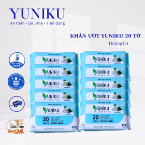 Combo 10 gói khăn ướt Yuniku 20 tờ hương ngẫu nhiên - Hàng chính hãng