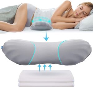 Adjustable Lumbar Support Pillow for Sleeping Memory Foam Back Support Pillow for Lower Back Pain Relief Back Pillow for Sleeping Lumbar Support Pillow for Bed and Chair with 2 Insert Pads