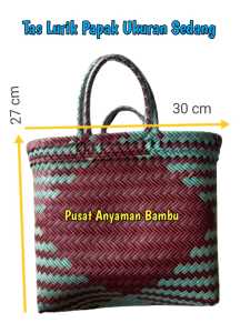 Tas anyaman plastik Lurik Papak ukuran SEDANG warna Random Tas kerajinan tangan tas belanjaan