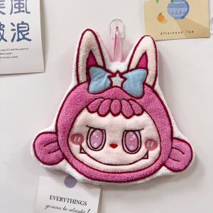 Cute Cartoon Hanging Hand Towel Super Absorbent Fast Drying Thick Towel for Bathroom Kitchen
