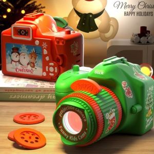 WPOT Cartoon Christmas Projector Camera Santa Claus Pattern Lightweight Projection Lamp School Cute Camera-shaped Toy Holiday