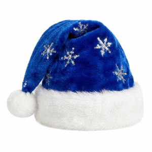 DJDK Star Pattern Pink Bow Santa Hat Fluffy Soft Fuzzy Plush Hat Chic Polyester Christmas Hat Holiday