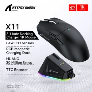 Attack Shark X11&R1 Wireless Gaming Mouse - Tri-Mode PAW3311 Sensor 22K DPI 400 IPS RGB PC Gaming Mouse