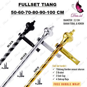 [DEASHOP] [CUSTOM UKURAN SIZE] 50 60 70 75 80 90 100 CM BATANG ROLLET GORDEN SOKA GOLD SILVER ULIR KRISTAL - FULLSET TIANG GORDEN