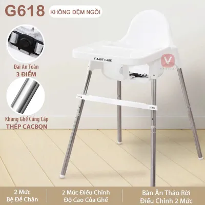 Ghế Ăn Dặm 2 Mức Độ Cao Vừa Tầm Bàn Ăn Người Lớn V-BABY G618