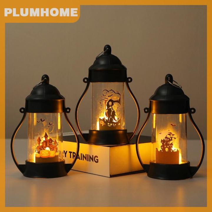 PLUMHOME 2025 Halloween nến đèn lồng Pin hoạt động sọ bí ngô đèn LED ...
