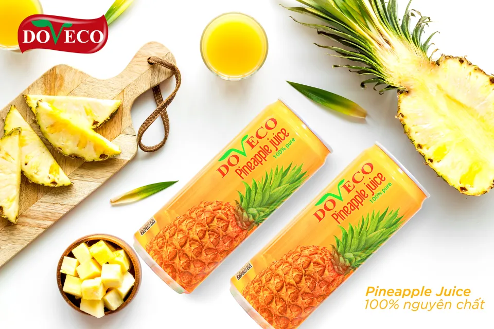 DOVECO Nước ép Dứa Nguyên Chất Đồng Giao Ninh Bình Thùng 24 lon