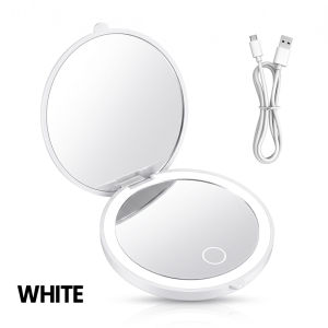 Foldable Portable Pocket Double-Sided Magnifying LED Makeup Mirror with Light 化妆镜