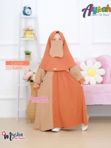 Gamis Anak Perempuan Set Hijab Free Niqob Aisyah Gamis set Niqob untuk usia 1-7 thn