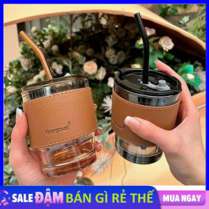 Ly Thủy Tinh Cốc Thủy Tinh Chịu Nhiệt Họa Tiết Vân Sọc Có Đai Gỗ Cách Nhiệt Dùng Pha Trà Cà Phê  Uống Nước - Cốc Ăn Sữa Chưa  Ly Pha Lê Cao Cấp